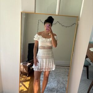 Free People Elegant White Lace Off-Shoulder Dress